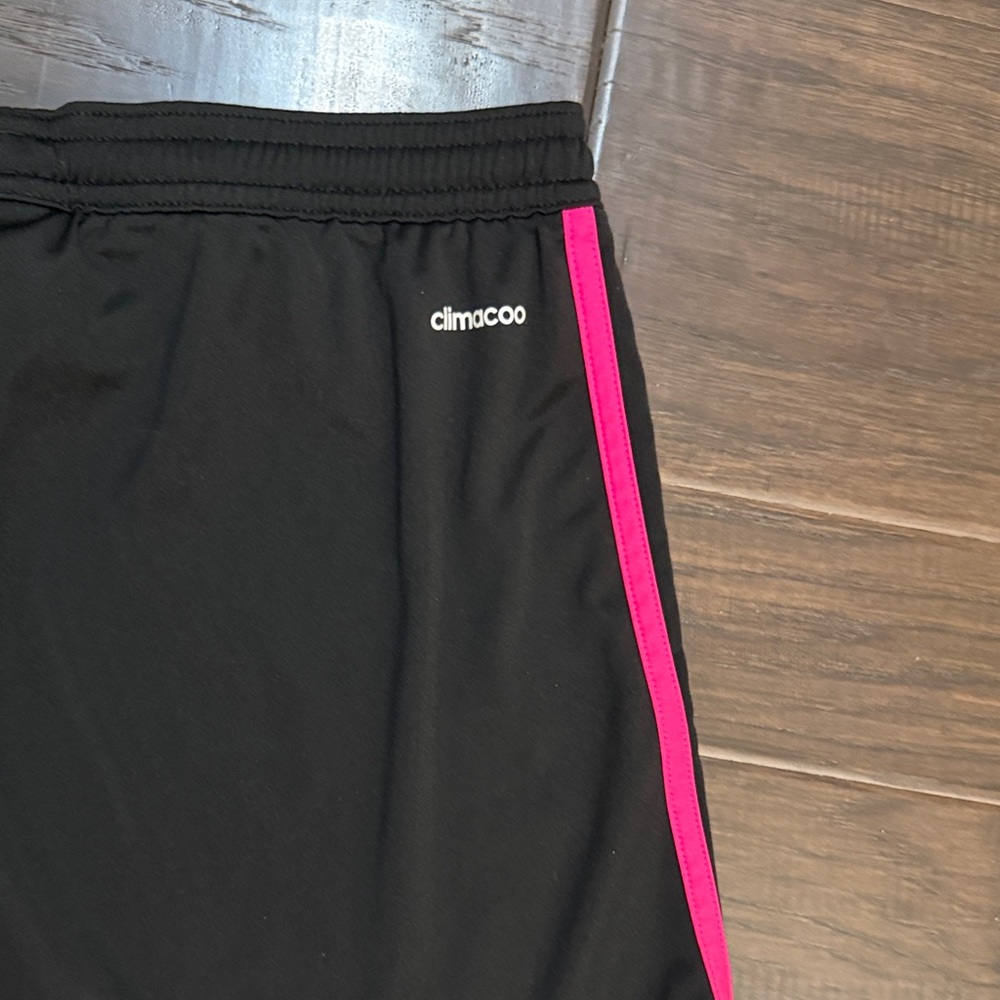 adidas Black Athletic Shorts with Hot Pink Trim - Picture 7 of 9